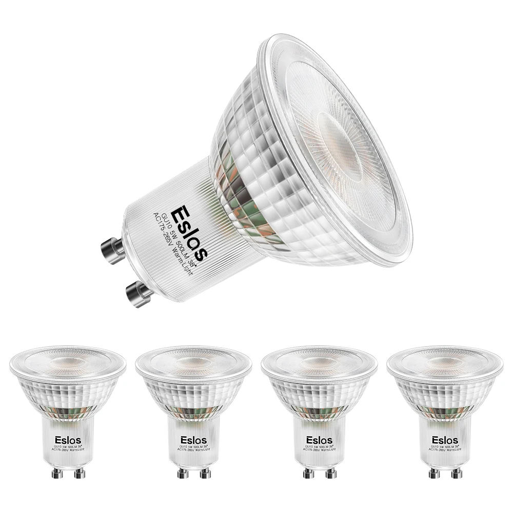 Eslas бесплатный образец GU10 прозрачная стильная алюминиевая пластиковая Светодиодная лампа прожектора для внутреннего освещения Пылезащитная точечная лампа