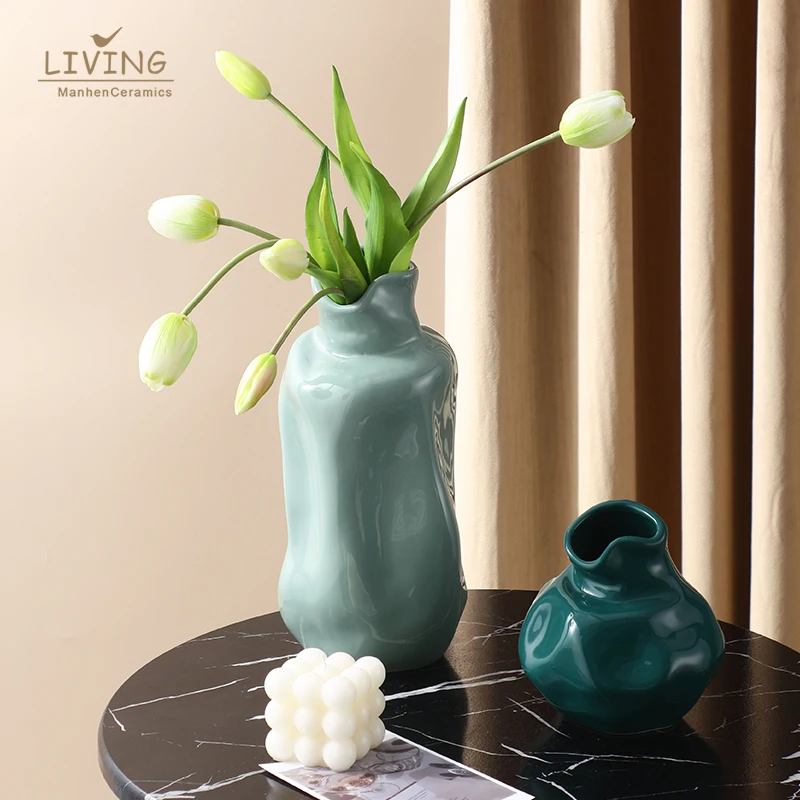 Скандинавская керамическая ваза для украшения дома декоративная цветная