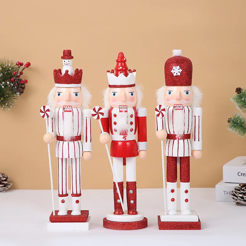 3pcs/set Christmas decorations wooden walnut puppet king soldier 38Cm Christmas nutcracker