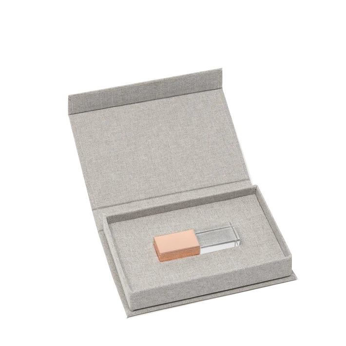 Magnetic Linen Cardboard USB Gift Packaging Box Customized