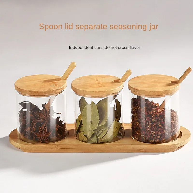 Wholesale 260ml 3pcs multifunctional seasoning spices jars glass spice rack set