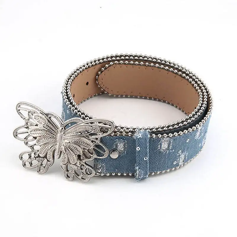 Western Vintage Elliptic Buckle Rhinestone Sequin Belts Women Dress Crystal Leather Bling Waist Belts for Jeans Pants