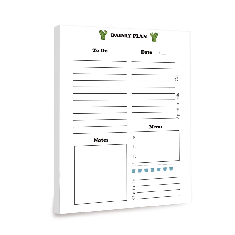 Wholesale Custom A5 Daily Notepad Planner Memo Pad Notes To Do List