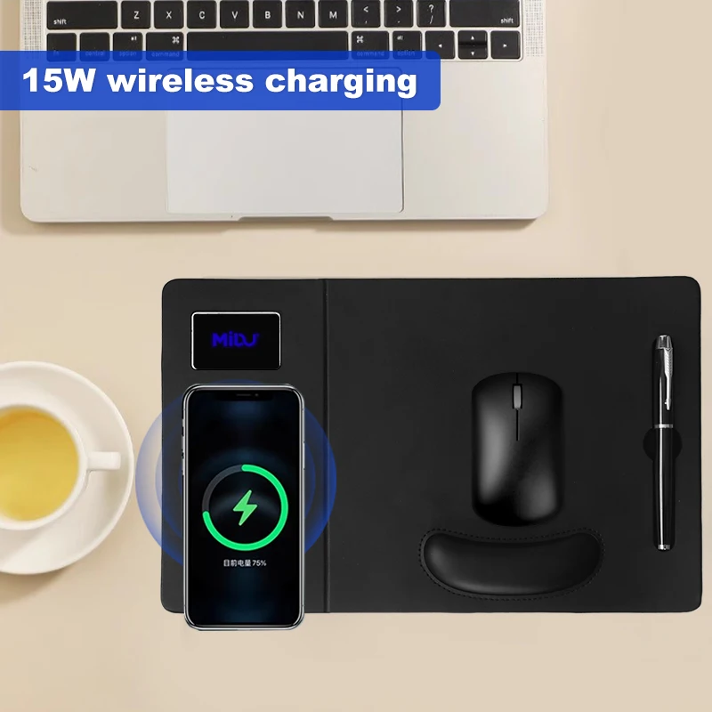 Custom Mat LED LOGO 15W Desk Wireless Charger Gaming  Mouse Pad Large Gamer  Wireless Charge Mouse Pad