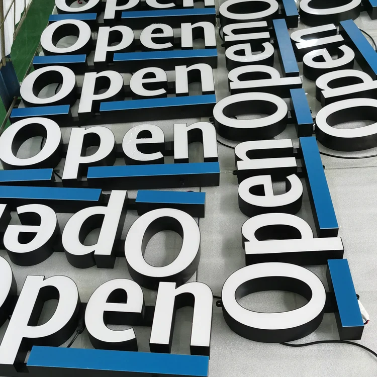 Custom Outdoor and Indoor 3d Letter Sign Advertising Led Luminous Word Sign Open Sign for Business
