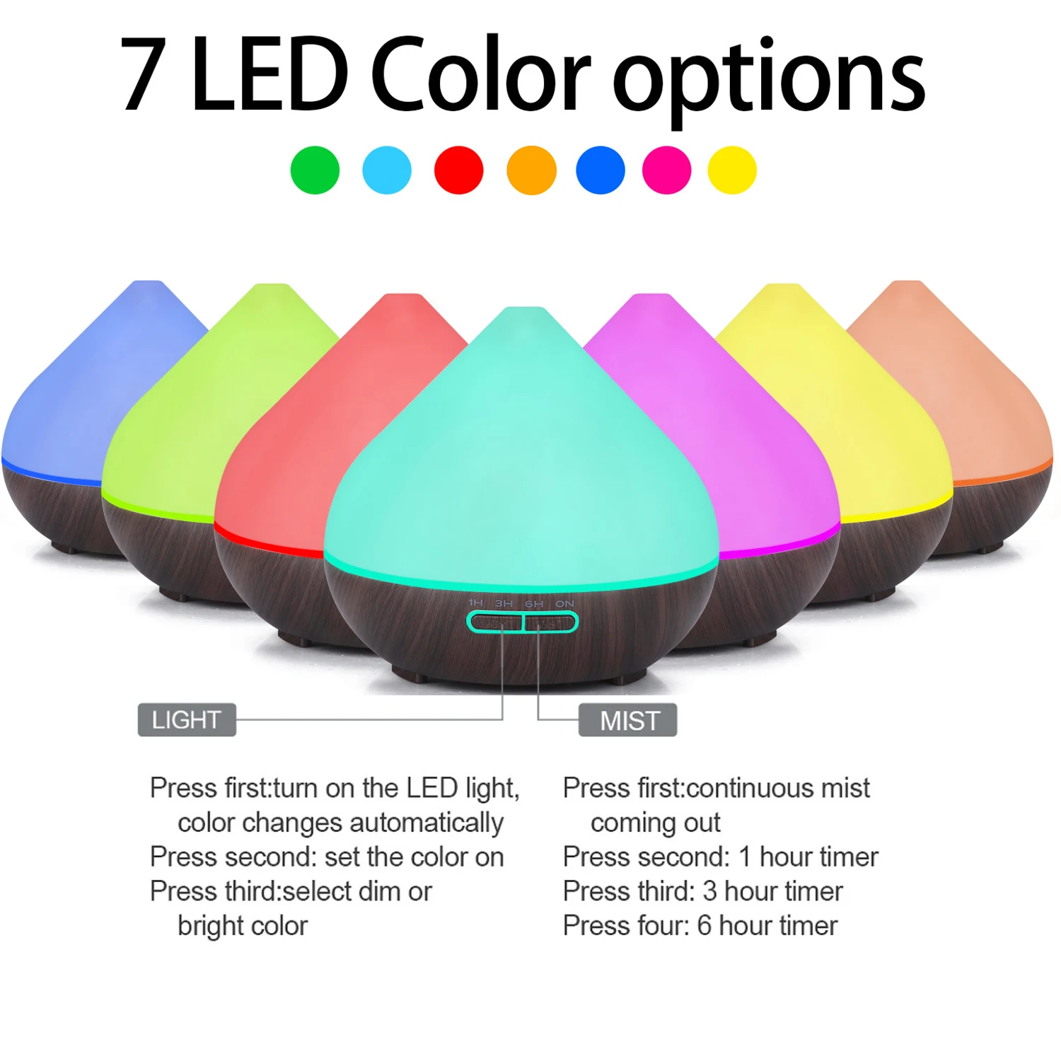 Customizable 400ML Aroma Diffuser  Air Humidifier Household Commercial use Essential Oil Desktop LED Light