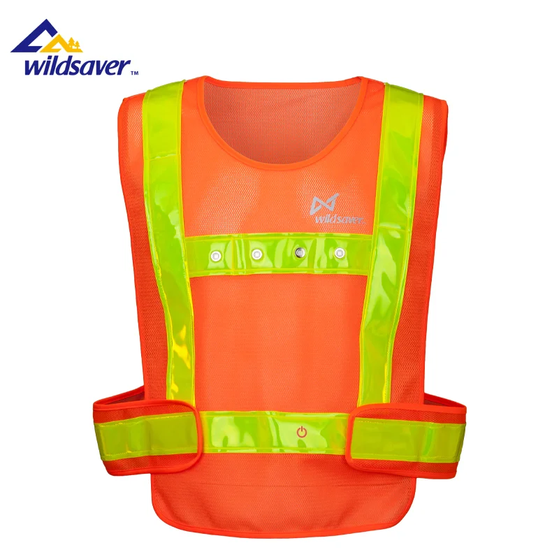 China Factory Hi Vis Reflective Safety Construction Vest Led Flashing Traffic Warning Breathable Clothing For Night Worker