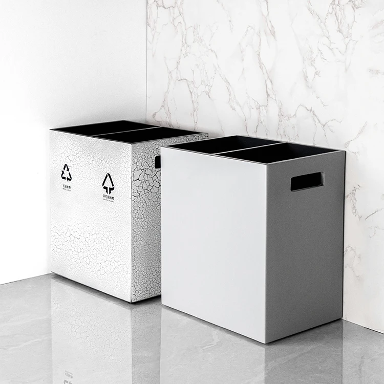 Hotel Room Office Dual Layers 2 Compartment Recycle Waste Bin Waste Basket Trash Can