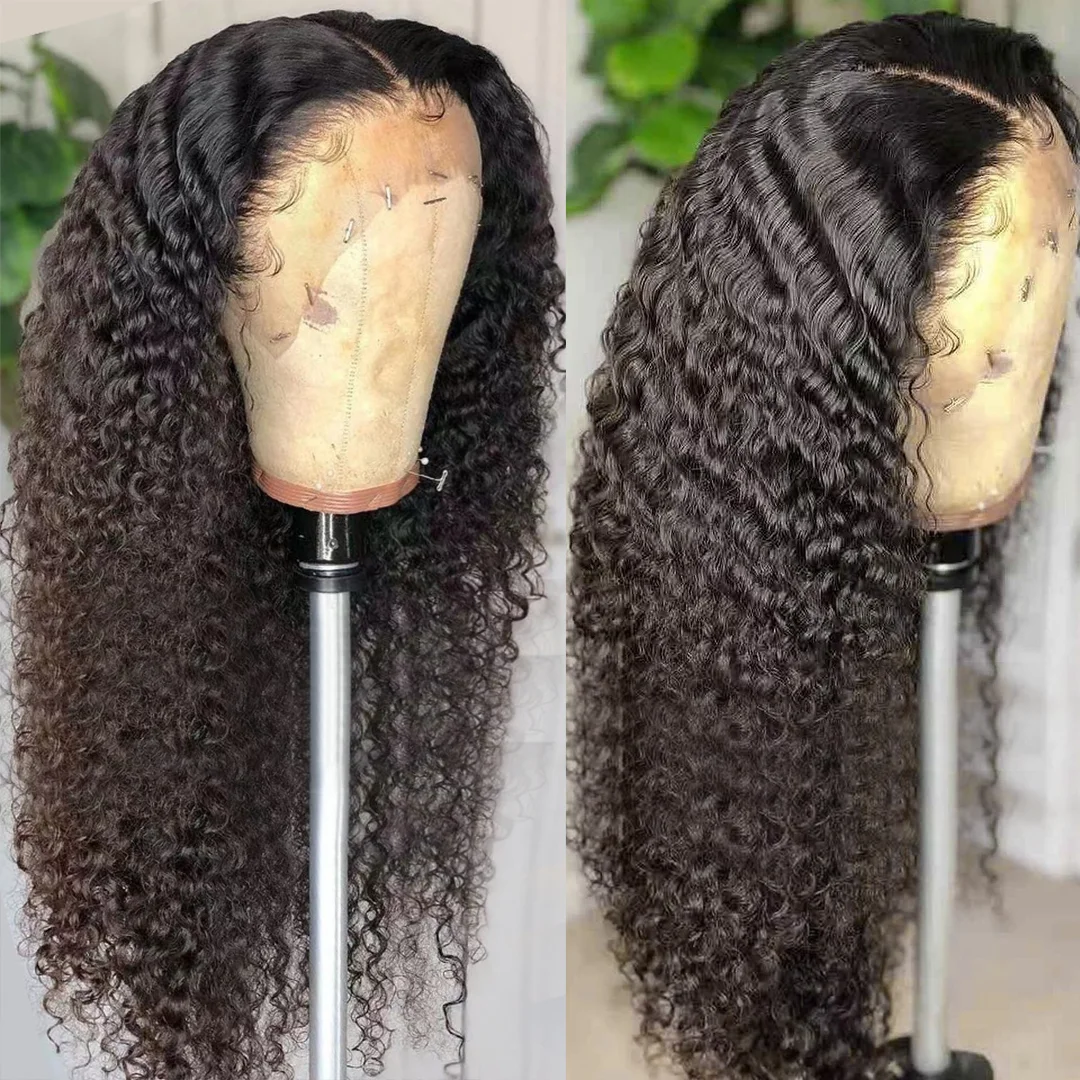 4*4 13*4 13*6 Lace Front Wig Kinky Straight Virgin Human Hair Pre Plucked Wigs 180% Density