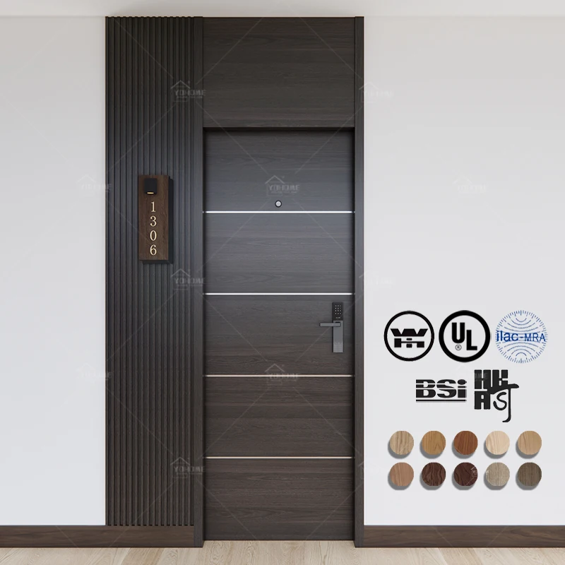 20 45 60 minutes WH BS EN listed fire rated wood door interior fireproof soundproof apartment door internal fd30 hotel room door