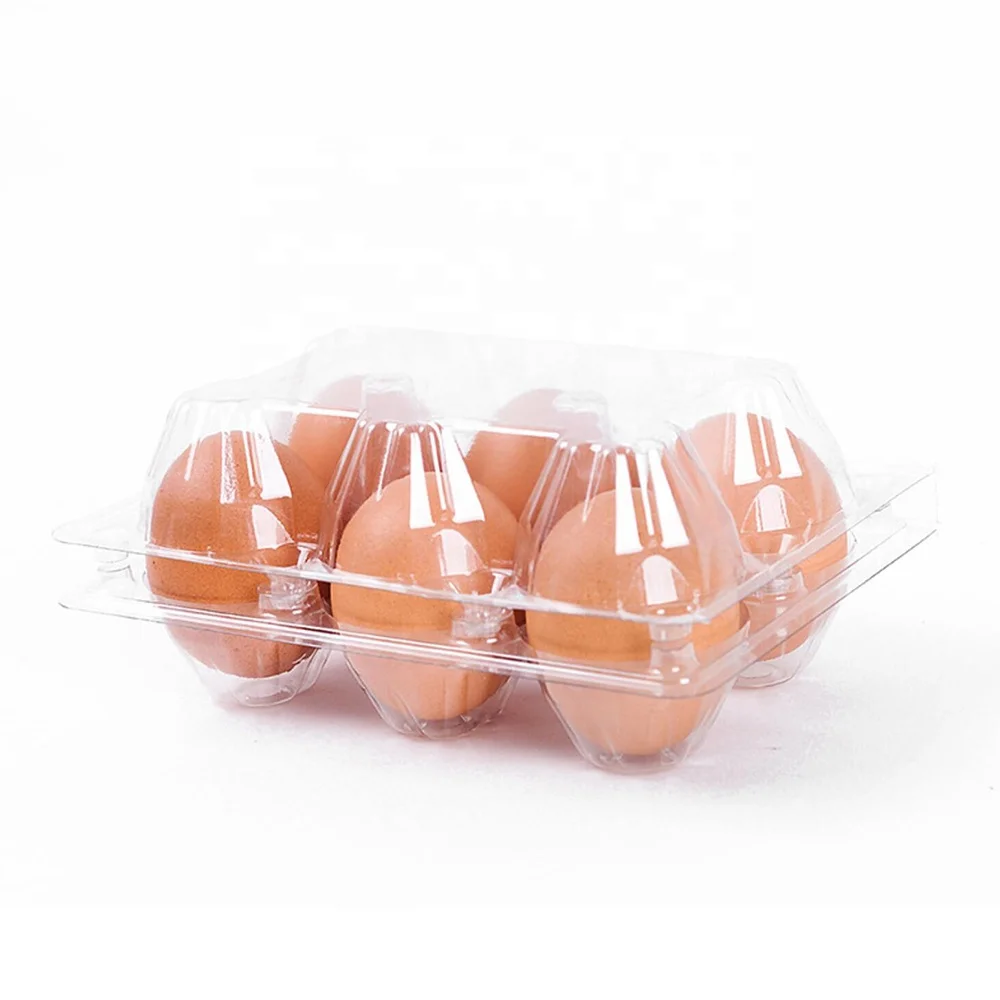
Wholesale transparent plastic egg sell containers disposable 6 pack egg holder tray folding egg carton 