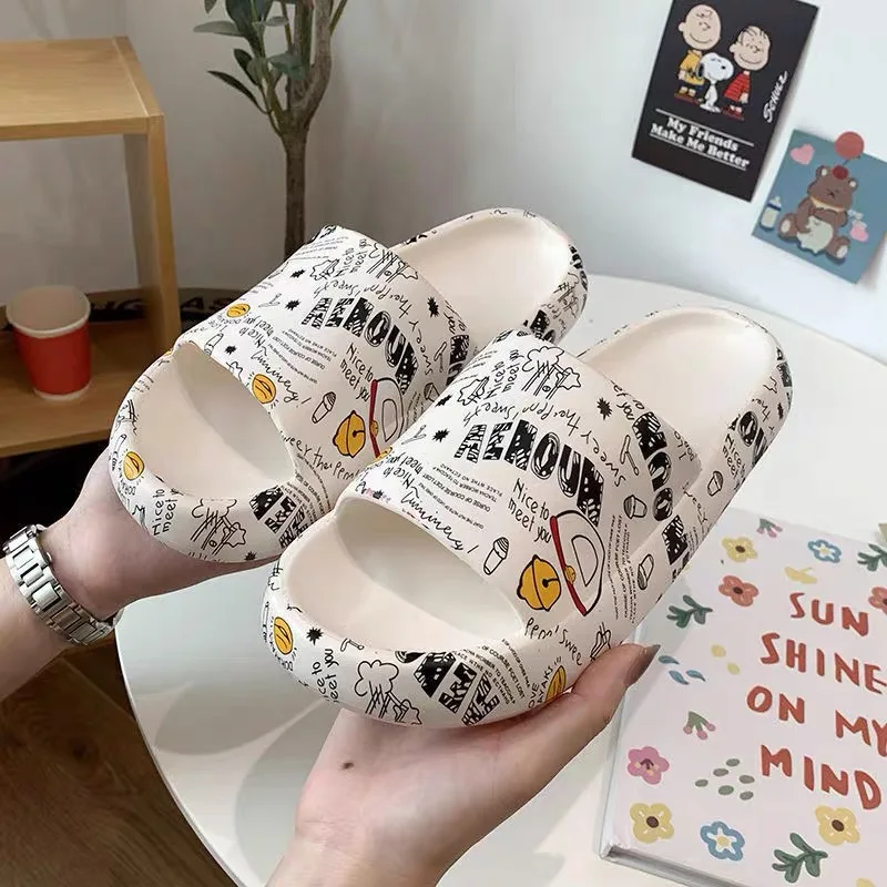 Unisex Ultra Lightweight Soft EVA Comfortable Cute Strawberry Bear Cartoon Yeezy Foam Slide Slippers