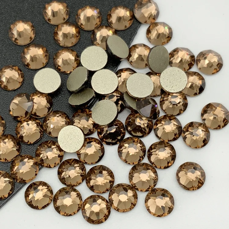 Fast Shipping trendy 16 Cuts Flatback Non Hotfix Rhinestone Glass Gold Base for rhinestone hoodie