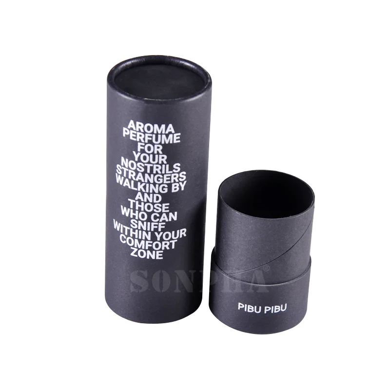 High End Ecommerce Black Luxury Eco Friendly Perfume Small Paper Round Box Tube Packaging Custom Printing Cylinder Paper Tube