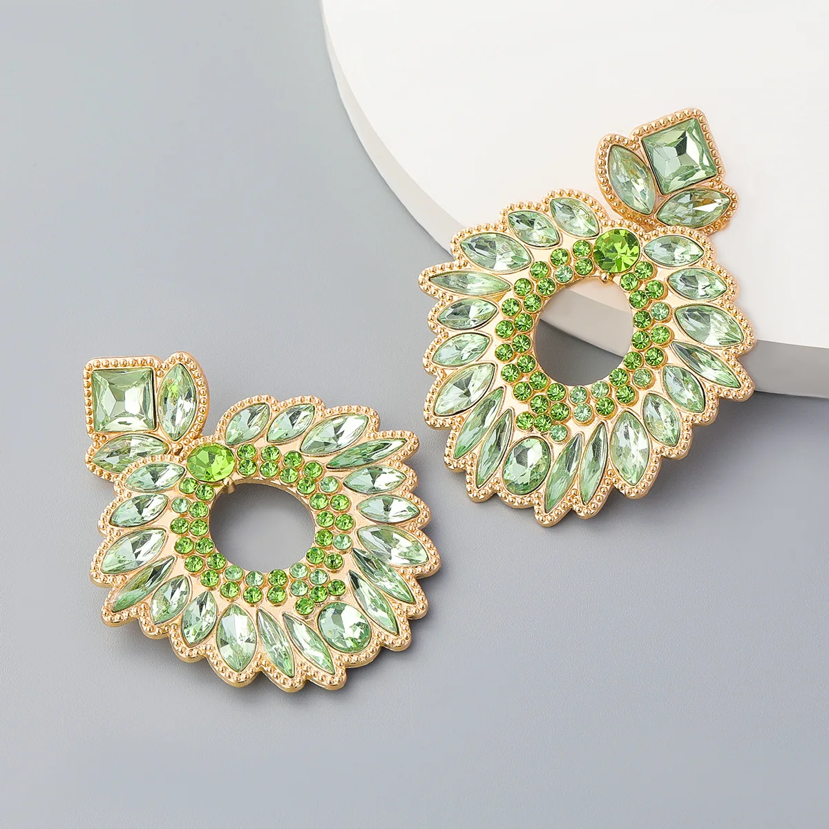  LFZ-531 Statement Earrings 2021 Flower Charms Vintage Jewelry Luxury Bling Rhinestone For