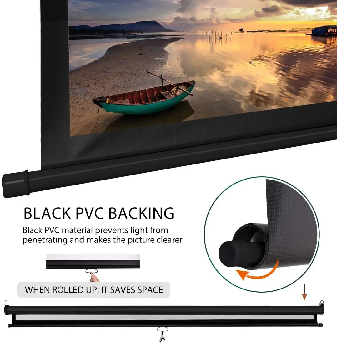 XJK 60 Inch 4:3 Matt White Hand-pulled Self-locking Projector Screen Wall-mounted Hd Manual Automatic Locking Projection Screen