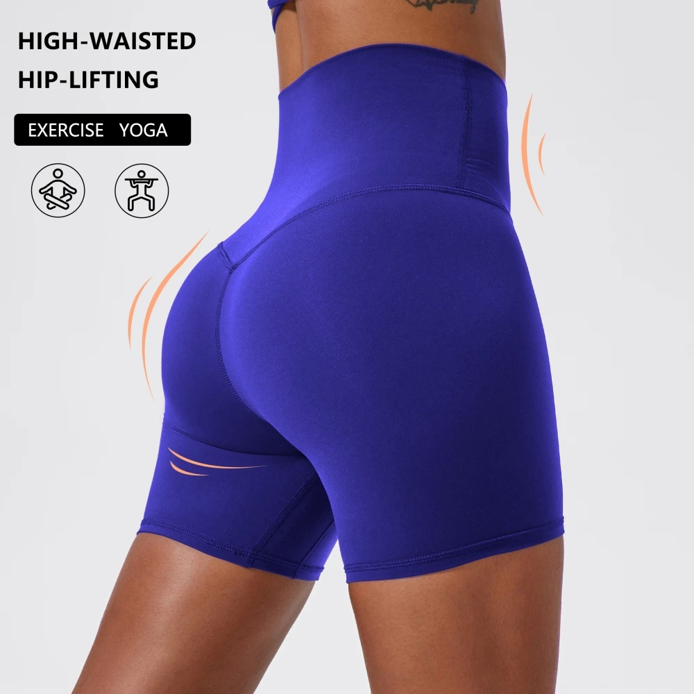 Custom Service Nylon Workout Butt Lift Gym Shorts High Waisted Sports Fitness Yoga Biker Shorts For Women