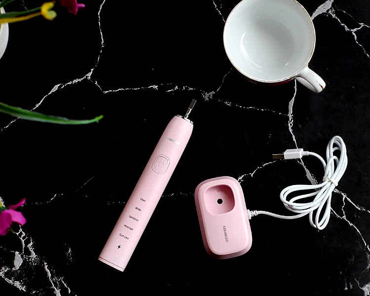 IPX7 Водонепроницаемая электрическая звуковая зубная щетка перезаряжаемая звуковая электрическая зубная щетка