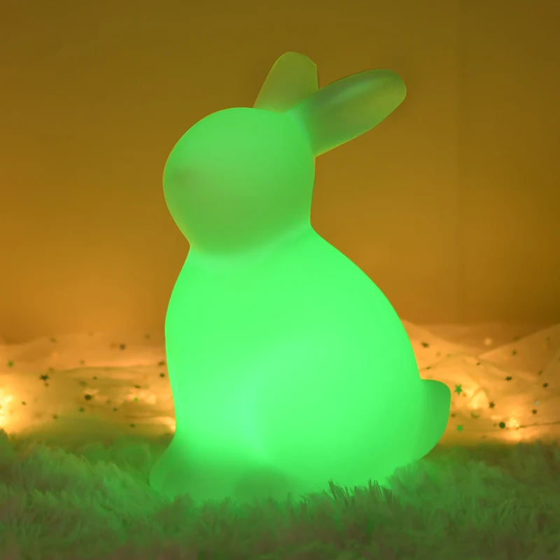 Modern Color Changing Decorative Cute Cartoon Acrylic Huggable Rabbit Study LED USB Nigh Light Table Lamp With Remote Ce Control