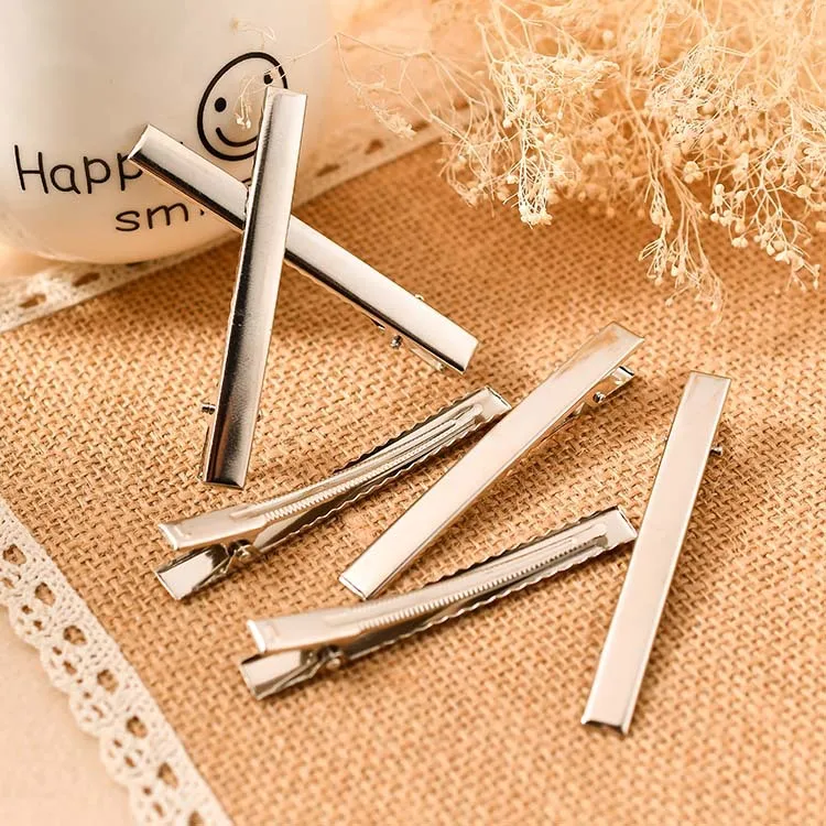 Multi Sizes Wholesale Bulk Hair Accessories Square Alligator Hair Clip Kit Barrette DIY Handmade Metal Silver Duckbill Hair Clip