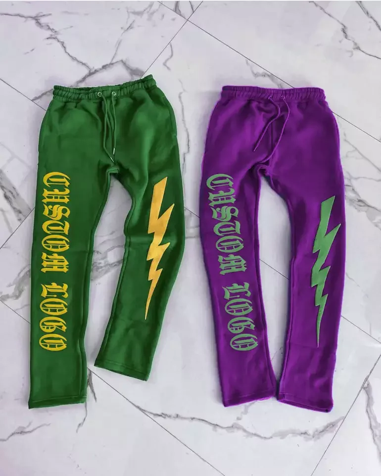 wholesale High Quality 100% Cotton Custom LOGO Loose Puff Print Graphic Trousers Jogger Track Sweat Pants Sweatpants Mens Jogger