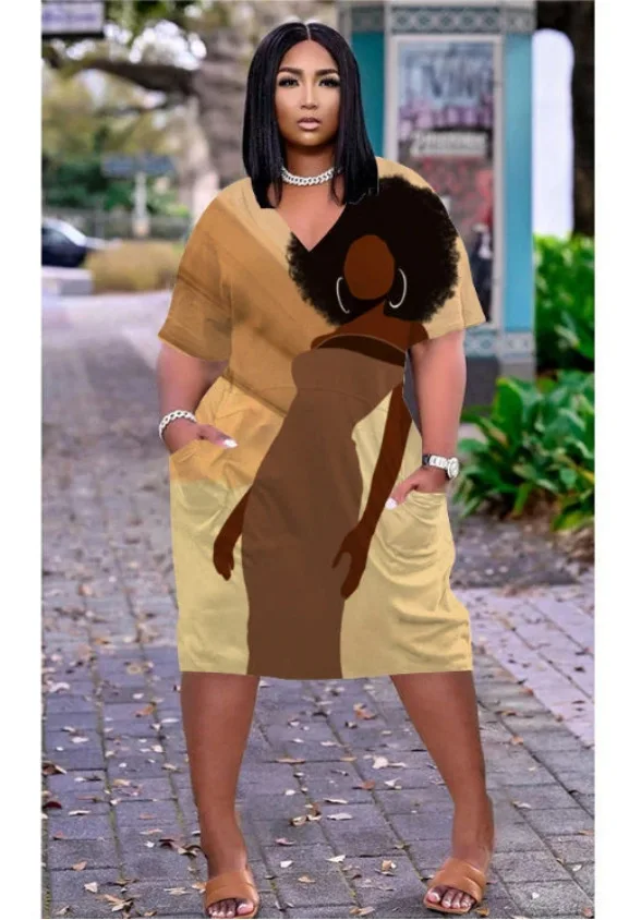 Wholesale New Summer Medium And Long Large Size Loose 3D Printed Multi-Color Dress female clothing