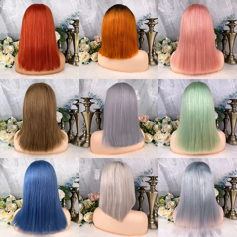 Wholesale Peruvian Bob Lace Front Human Hair Wig,Transparent Glueless Virgin Curly Bob Wigs,Cheap 4*4 Lace Closure Short Bob Wig