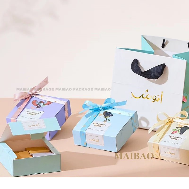 Luxury small pink cute baby shower party packaging paper carton custom printed door gift wedding candy favor box for guests