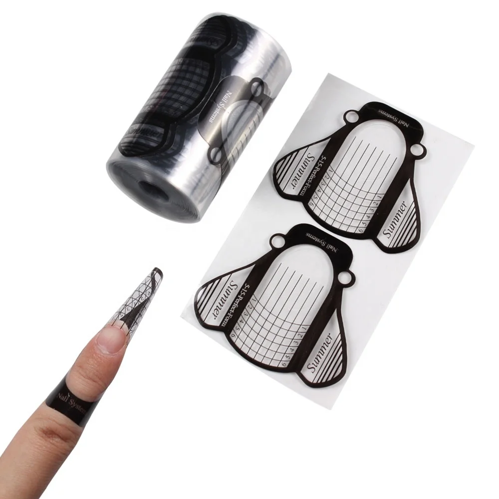 
Nail Form PVC Clear 100Pcs/Roll Nails Extensions Builder Gel Forms Sculpting Guide Stencil Quick Extend Nail Tools 