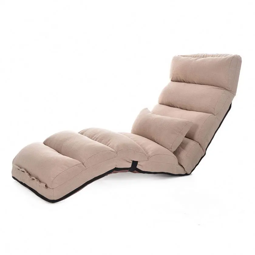 New design of linen fabric folding chair sofa bed multi-position recliner folding sofa chair