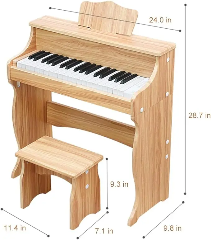 Деревянная детская фортепианная Музыкальная развивающая вокальная игрушка 37 клавиш подходит для начинающих мальчиков и девочек