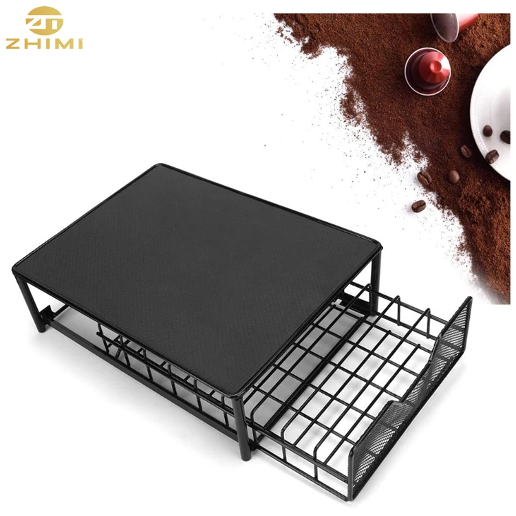 High Standard Metal Coffee Pod Drawer Tassimo Coffee Capsule Holder Rack for 54pcs