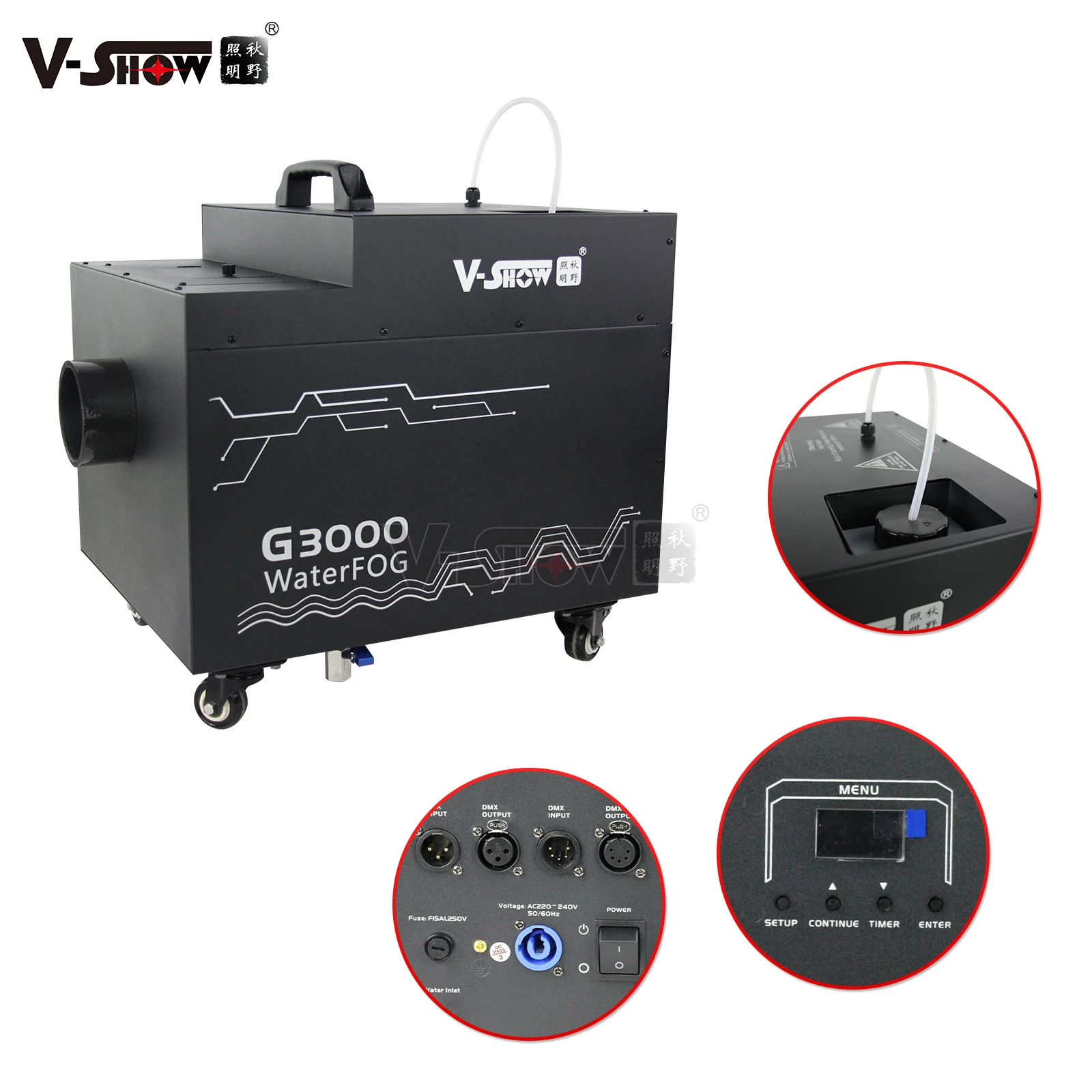 VSHOW G3000 3000W MINI Dj Disco Water Fog Machine DMX Wireless Remote Control Smoke Haze Low Lying Thermal Fogging Machine