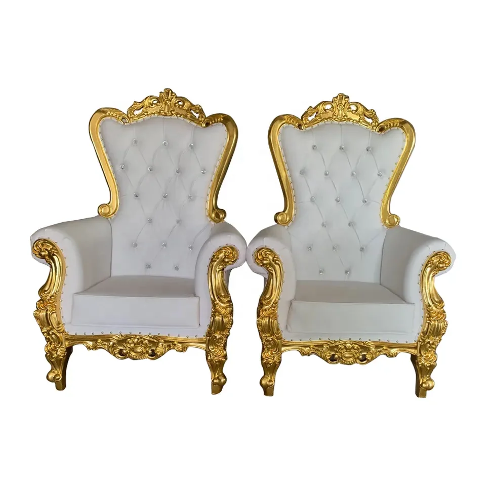 Wholesale hotel luxury Throne chair Event gold white Wedding Throne chair