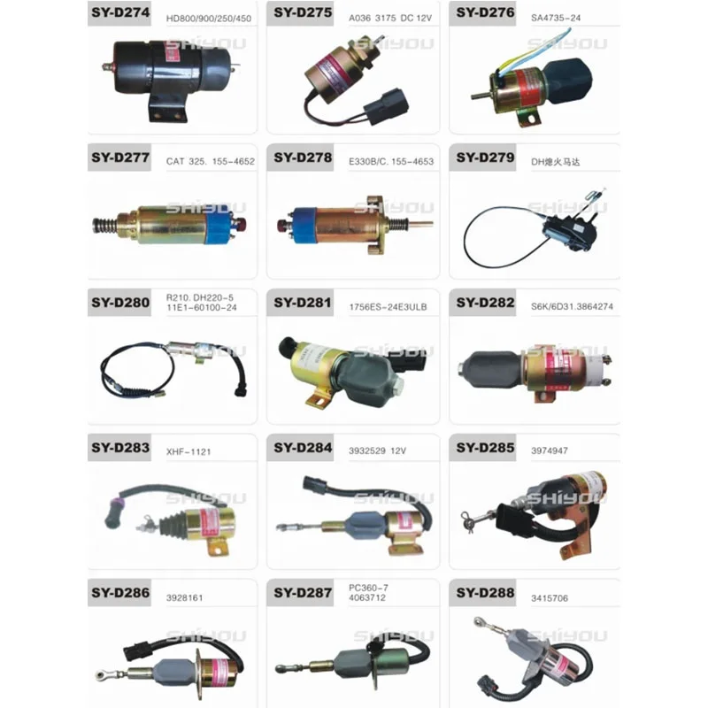 Excavator Electronic Parts Stop Solenoid Switch SK75 897209-1152 4LE1 EX55 897329-5680 12V 24V