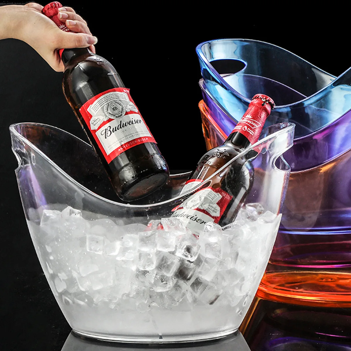 Wholesale Custom Logo Print Multiple Colors 4L/8L/12L Wine Champagne Acrylic Plastic Ice Bucket