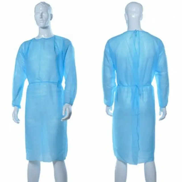 Нетканое одноразовое пальто для посетителей с белыми хлопковыми манжетами