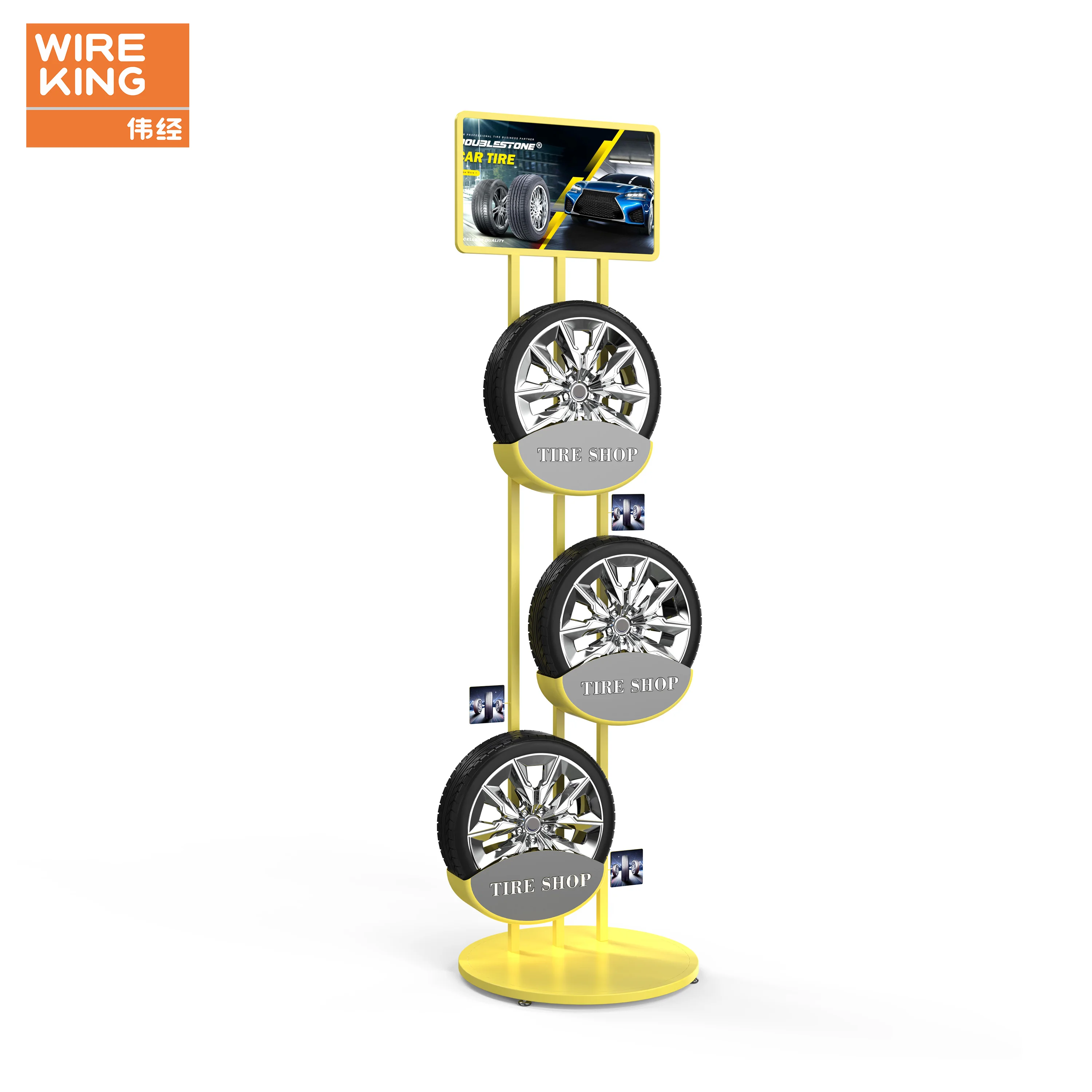 Custom 3 Tier Metal Car Tire Display Rack 4S Store Display Standing Car Wheel Rim Tire Display Stands Rack