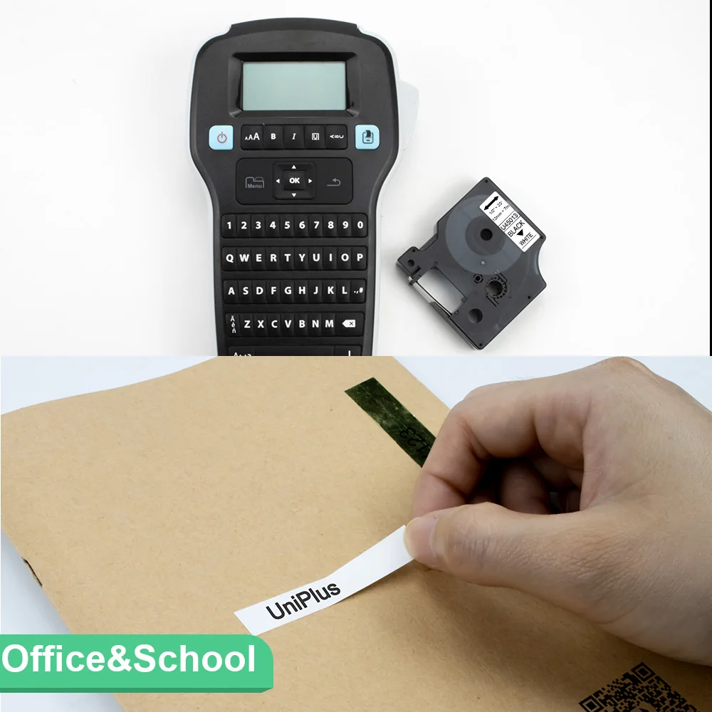 Стандартная маркировочная лента 45024 для кассеты Этикеток DYMO D1 45024, 1/2 дюйма (12 мм) x 23 фута (7 м), черная печать на белой ленте