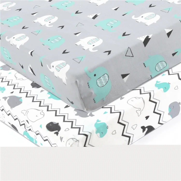 Custom Designs Elastic Fitted Sheet Standard Organic 100% Cotton baby Fitted Crib Sheet
