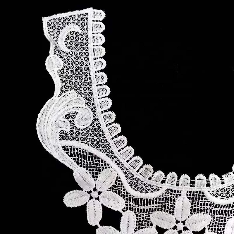 Factory wholesales fashion applique floral pattern crochet lace shoe necktrim for wedding dress