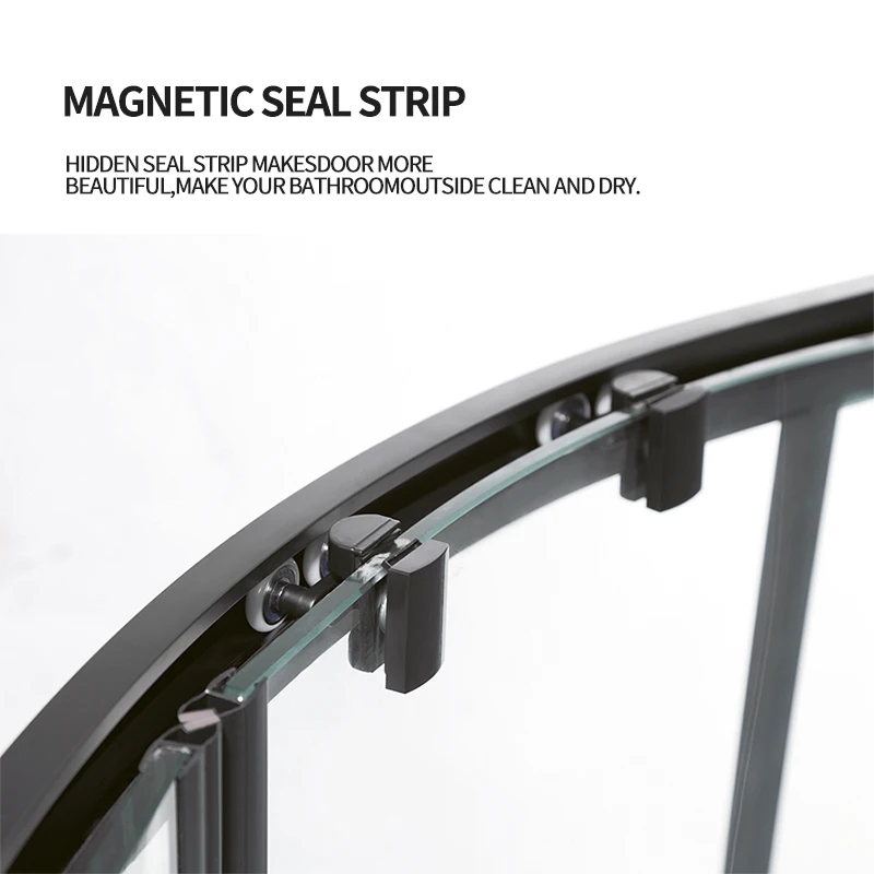 Cheap Durable 6mm 8mm 10mm Thickness Curved Aluminium Shower Sliding Door Double Slide Sliding Shower Door With Magnetic Seal