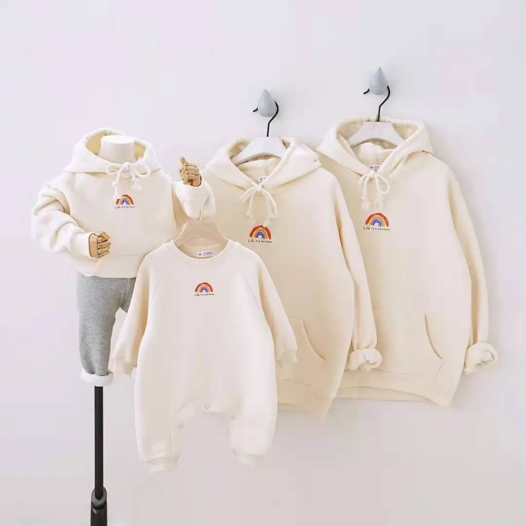 
Winter warm baby parents sweatshirts thickened fleece family clothes shirt 