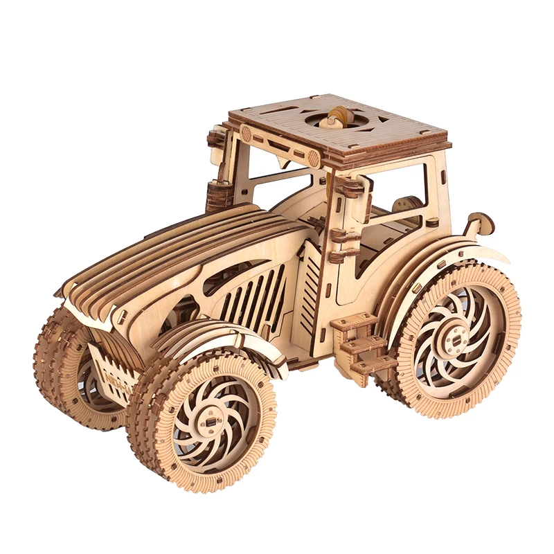 Manufacturers Custom Jigsaw Puzzle DIY Toy,educational Toy Rubber Band Series Tractor Puzzle Wooden Wood 14x12x22 Cm 217 Pcs/set