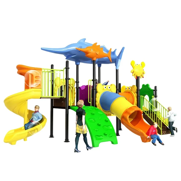 New Design Outdoor playground Kids Plastic Slides Amusement Park