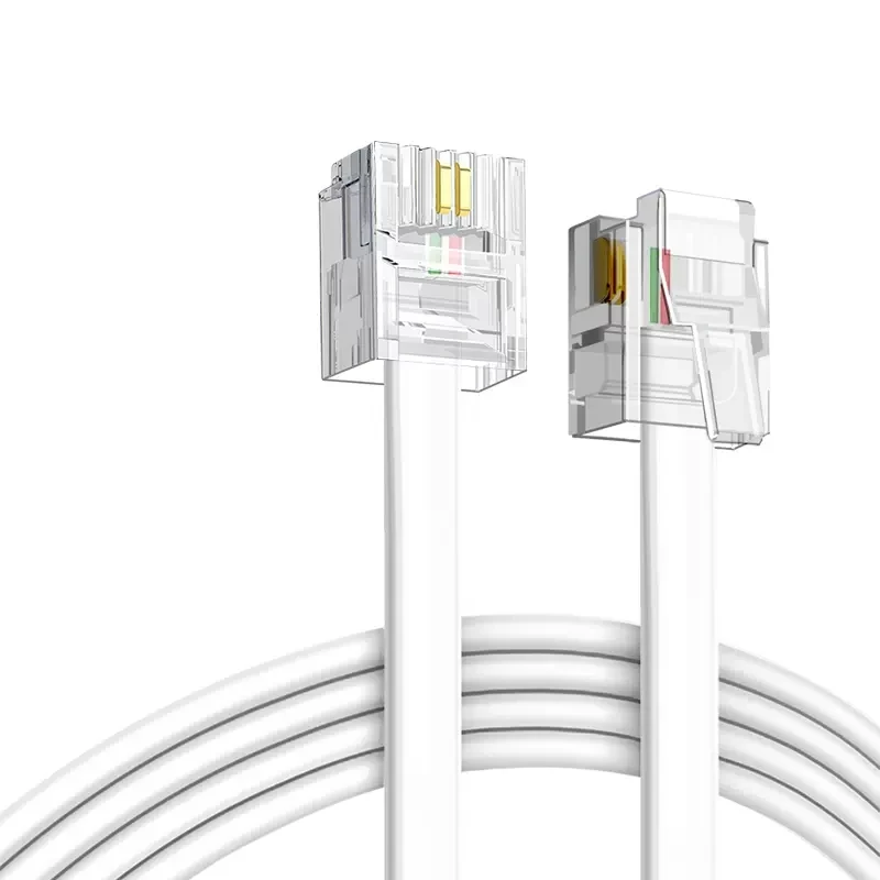 RJ11 flat telephone communication cable 26awg copper conductor 6p6c RJ12 voice signal transmission patch cord CAT3 network cable