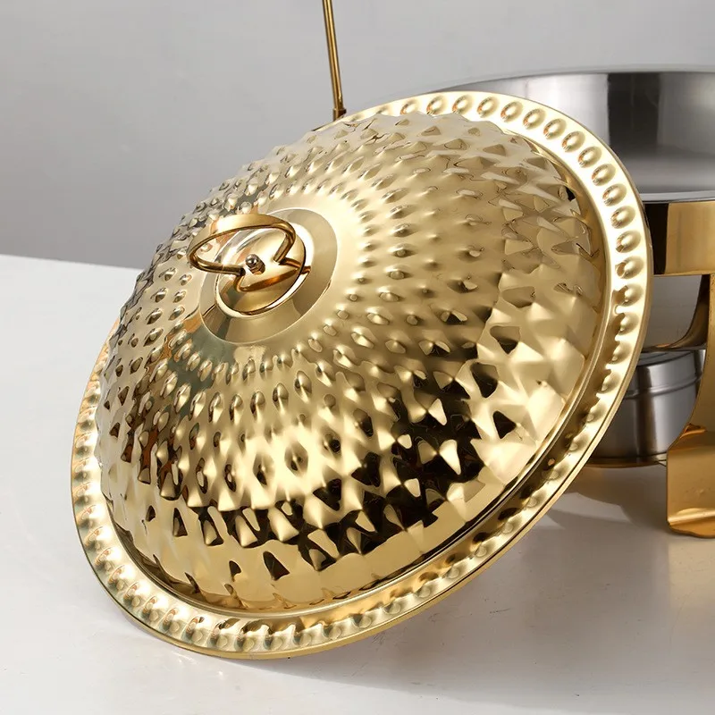 gold 6L teel Buffet Heater 6 Liters Chafing Dish Buffet Set Stainless Steel Chafer Catering Trays/Circular Steel Buffet Heater