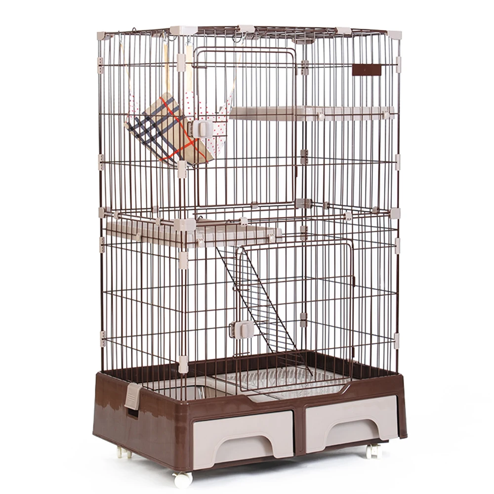 Customized Hoopet Jumbo Multi Levels Indoor Collapsible Drawer Style Cat Condo House Furniture Cages