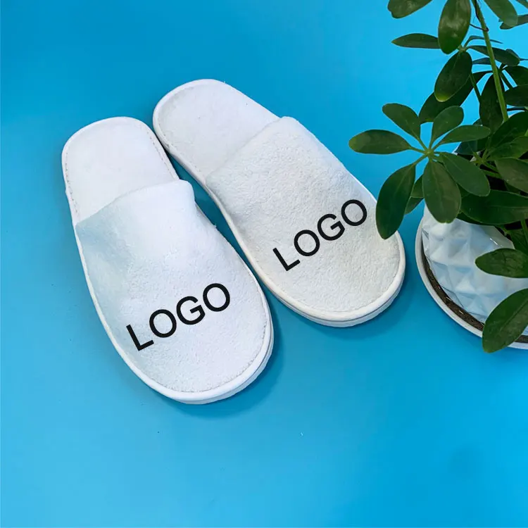 Wholesale Low Moq slippers for hotel with Custom Logo Comfortable White Spa Soft Slides for unisex with different fabric