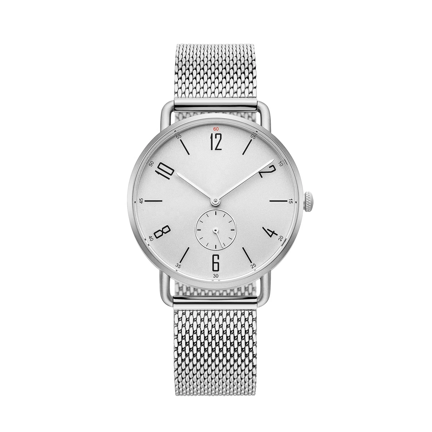 lady quartz watches silver color 2 hands small second with stainless steel band